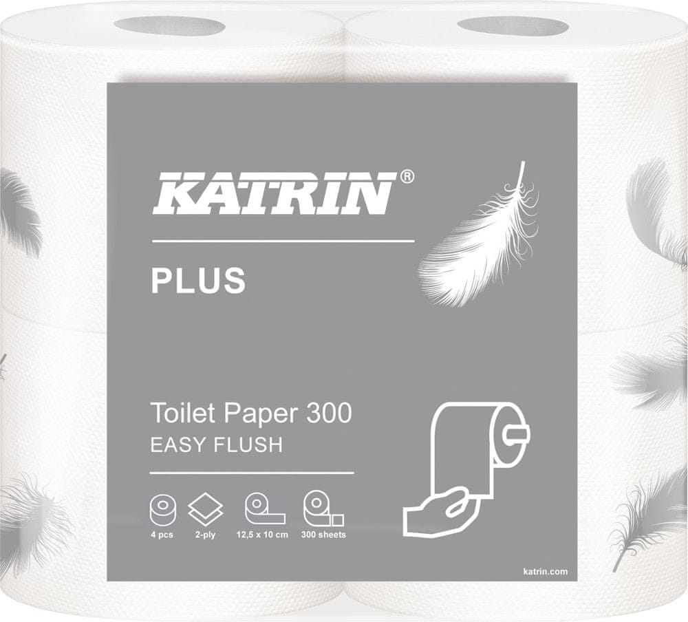 Katrin Papier toaletný Plus 300 útržkov, 2-vrstvový biely / 4 ks 